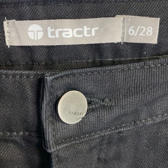 Tractr Black Premium Denim High Rise Wide Leg Button-fly Jeans NEW W-820 Size 6 - Picture 3 of 10